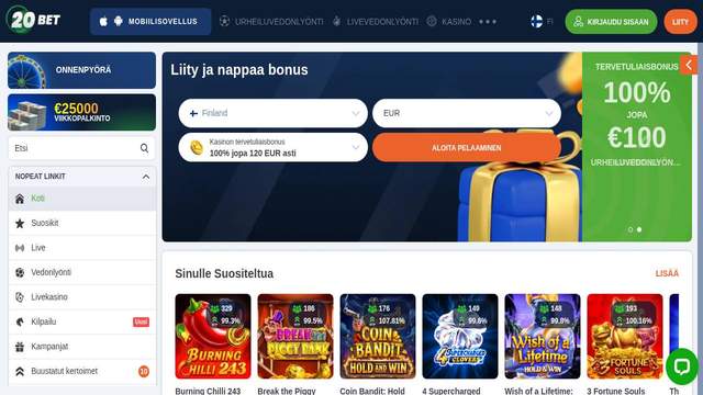 20Bet casino screenshot